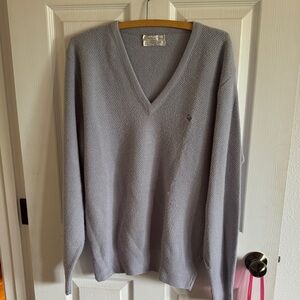 Vintage Dior Men's Light Gray V-Neck Sweater